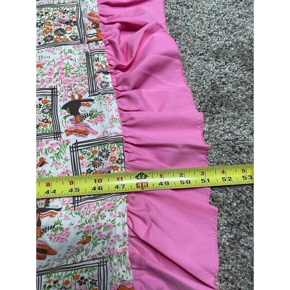 Vintage Neon Pink Quilt Blanket Hand Tied Girl & Flowers 76” X 51” Hollie Hobbie - Picture 6 of 7